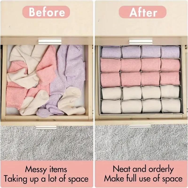 Foldable Drawer Organizer Box Set, Space Saving for Socks, Belts, Underwear, Home Closet Storage, Simple Home Organization, Closet Storage System