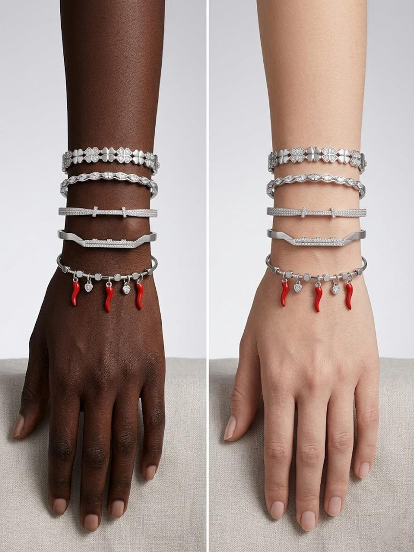 Gold plated five piece bracelet gift box set, cute red strawberries and chili peppers, durable and non fading, stylish and atmospheric, the first choice for gift giving