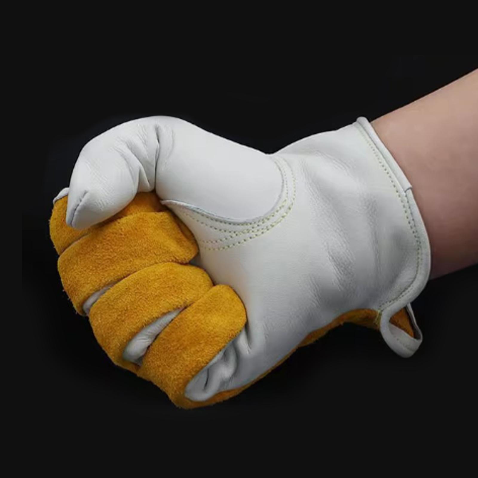 Leather Layered Heavy Duty Work Gloves Soft Grip Durable Hand Protection for Construction Gardening Outdoor Use