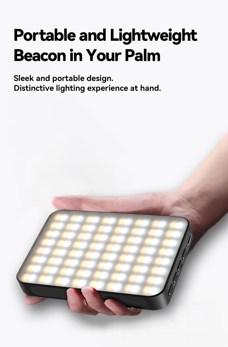 EMEET XJ77 Magnetic Video Light, 3 Color Modes and 10 Brightness Levels, 2000mAh Portable Camera Light 4W Output Power, LED Video Light Panel, 3000-6500K 128 LED Beads for TikTok, Content Creator, Photographer portable light