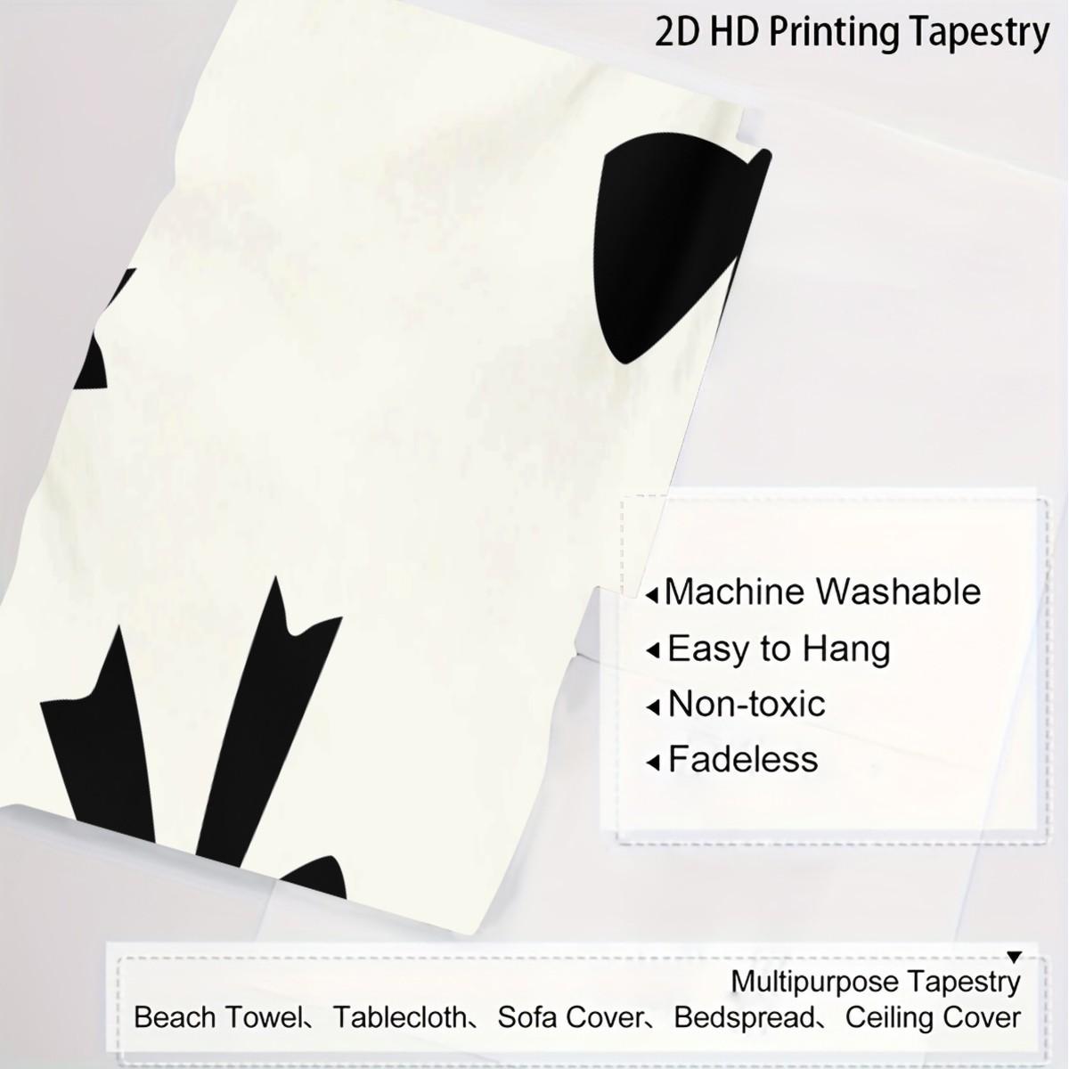 Bow Print Wall Tapestry, Minimalist Bedroom Wall Decor with Heart Accents, Aesthetic Gift for Girls