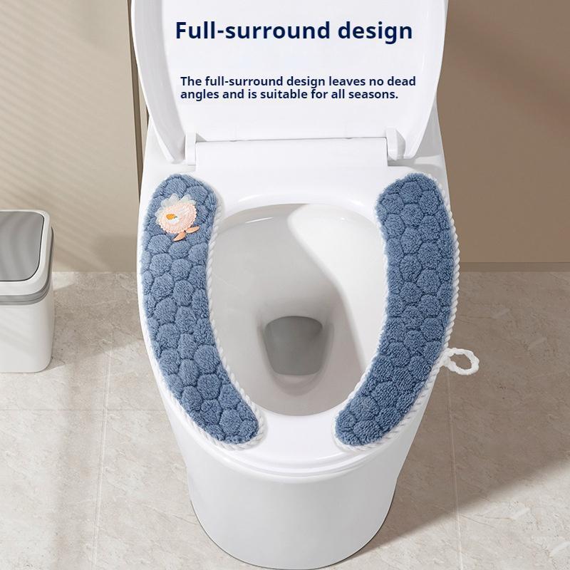 1 Pair of New Toilet Seat Covers, Hook and Loop Fastener Toilet Seat Covers, Household Toilet Mats, Toilet Seat Cushions, Suitable for All Seasons, Washable