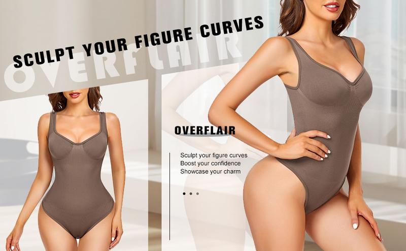 Womens Shapewear Bodysuits Tummy Control Medium Compression Soft Nylon Sleeveless Tank Tops Adjustable Spaghetti Straps All Seasons