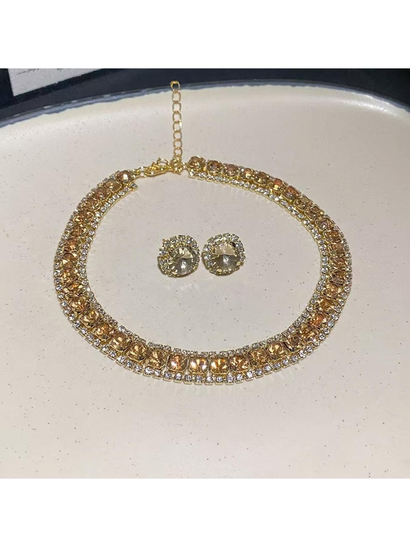 European and American Style Geometric Cubic Zircon Drop Necklace Women's Personalized Versatile Clavicle Chain Fashion Jewelry