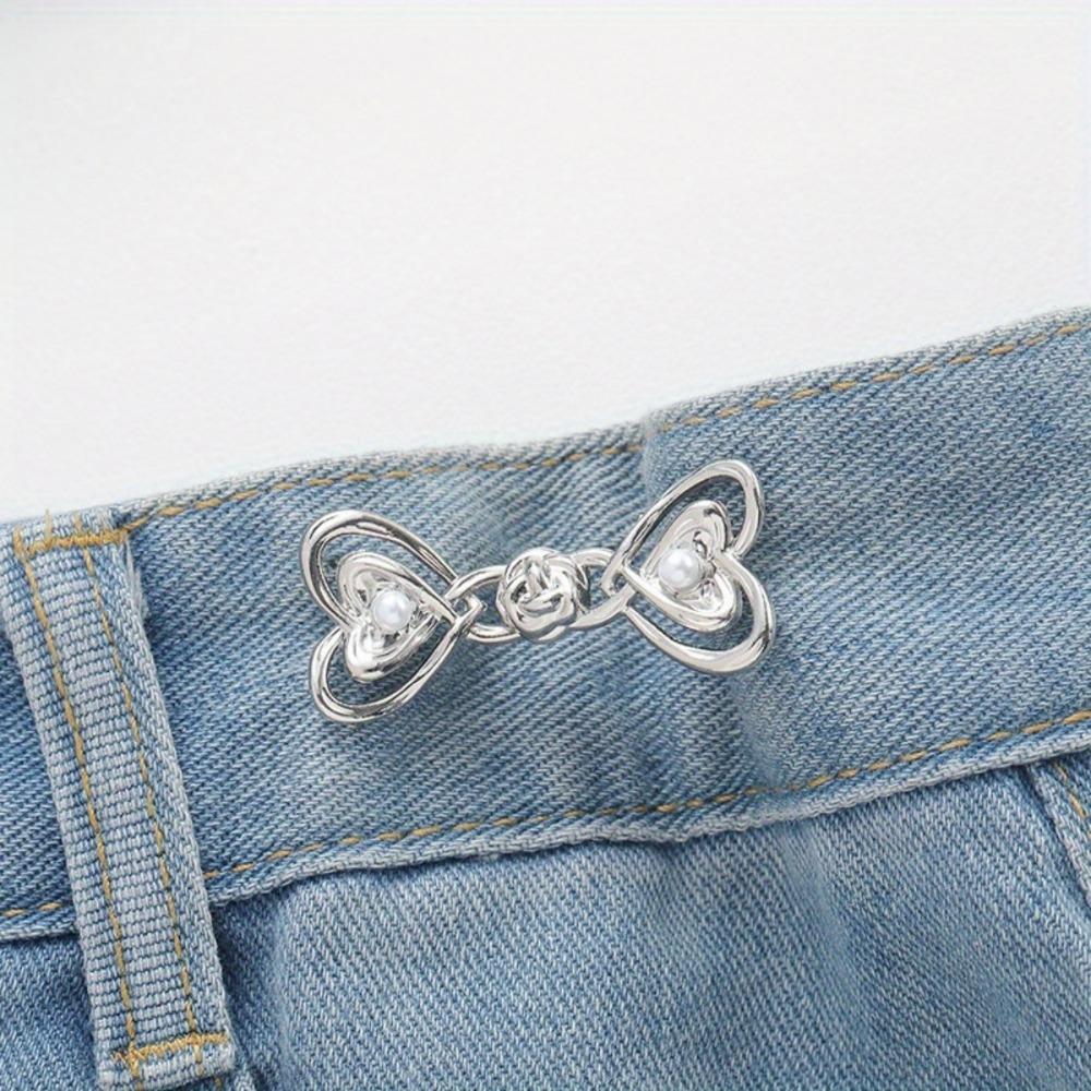 Heart Shaped Jeans Button Tightener Set, 1/2/4 Pairs Handmade Jeans Button Pins, Easy To Install Waist Tightener Button for Indoor & Outdoor