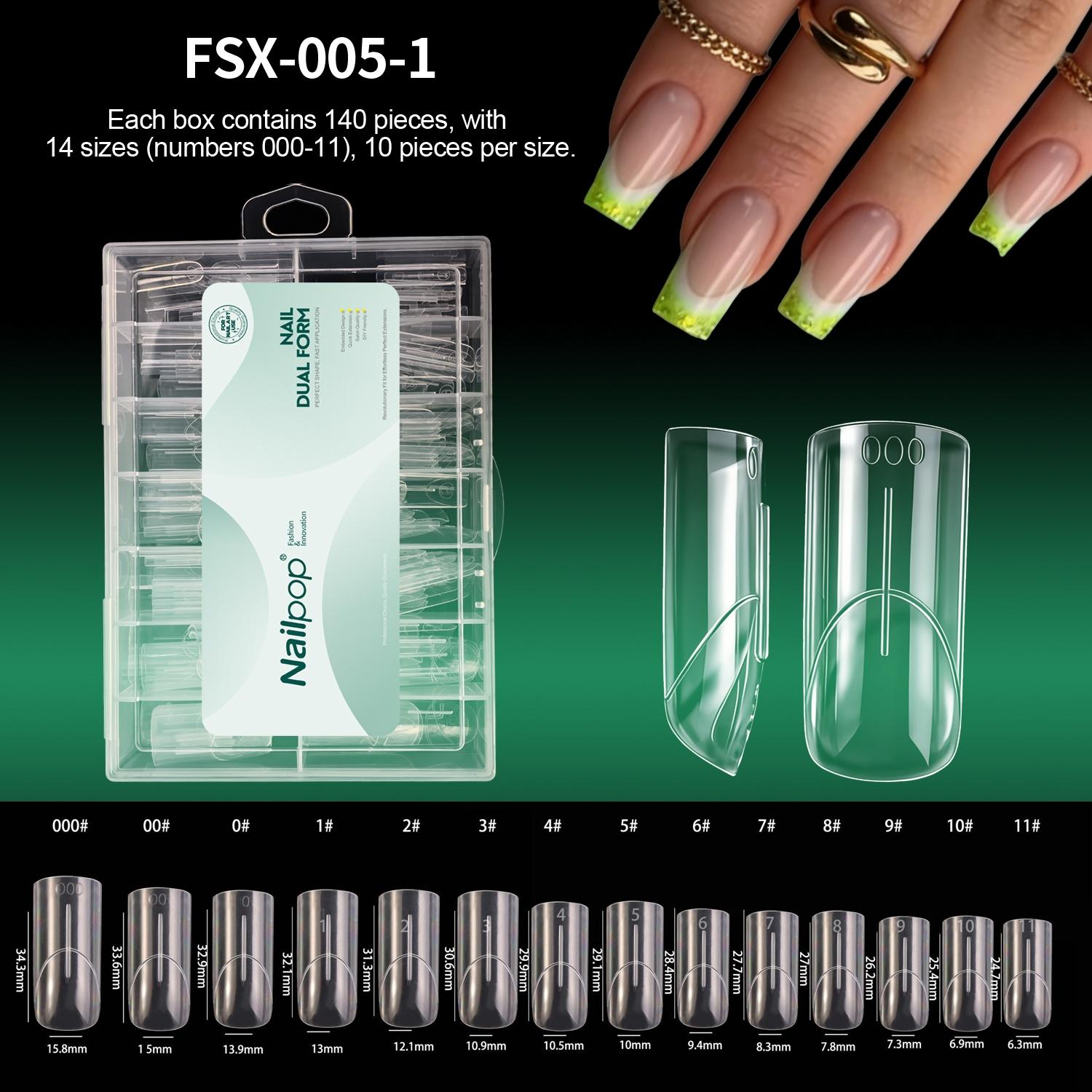 140Pcs French Dual Forms C-Curve Ultra-Thin Transparent Shaping For Salon & Home Use