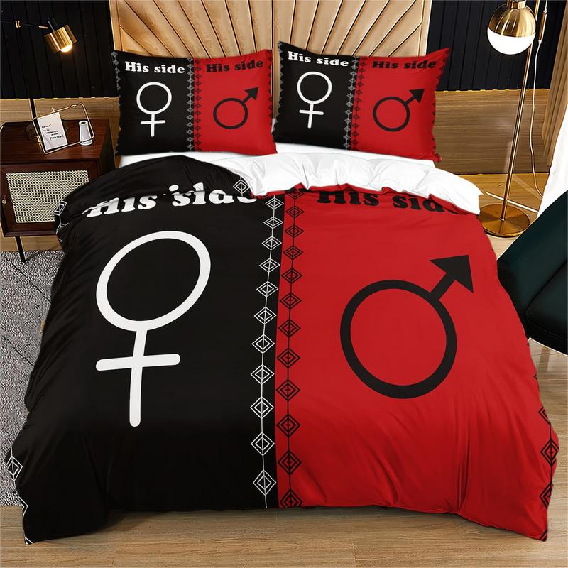 Heart Rose Letter Flower Modern Bedding Set, 2/3 Piece (1 Fitted Sheet + 1/2 Pillowcases), 90g Polyester Fiber, Ca Prop 65 Compliant