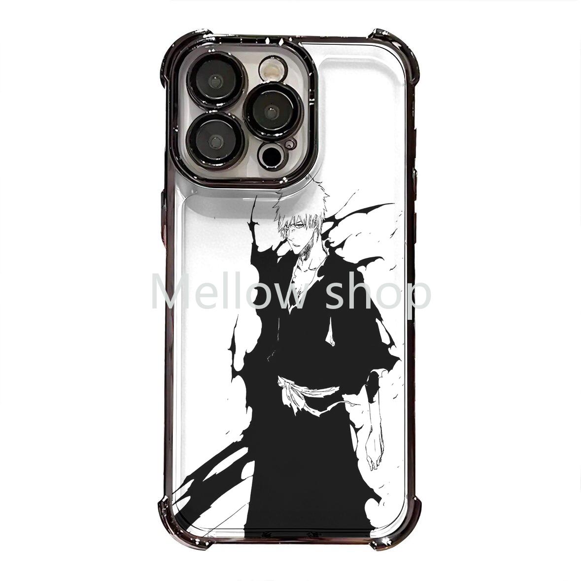BLEACH Ichigo Kurosaki Black and White Manga Phone Case, Perfect Gift for Fans, Shockproof TPU Cover for iPhone 17, 16, 15, 14, 13, 12, 11, Pro, Pro Max, Air, Plus | Samsung Galaxy S23, S24, S25, S26, Plus, Ultra