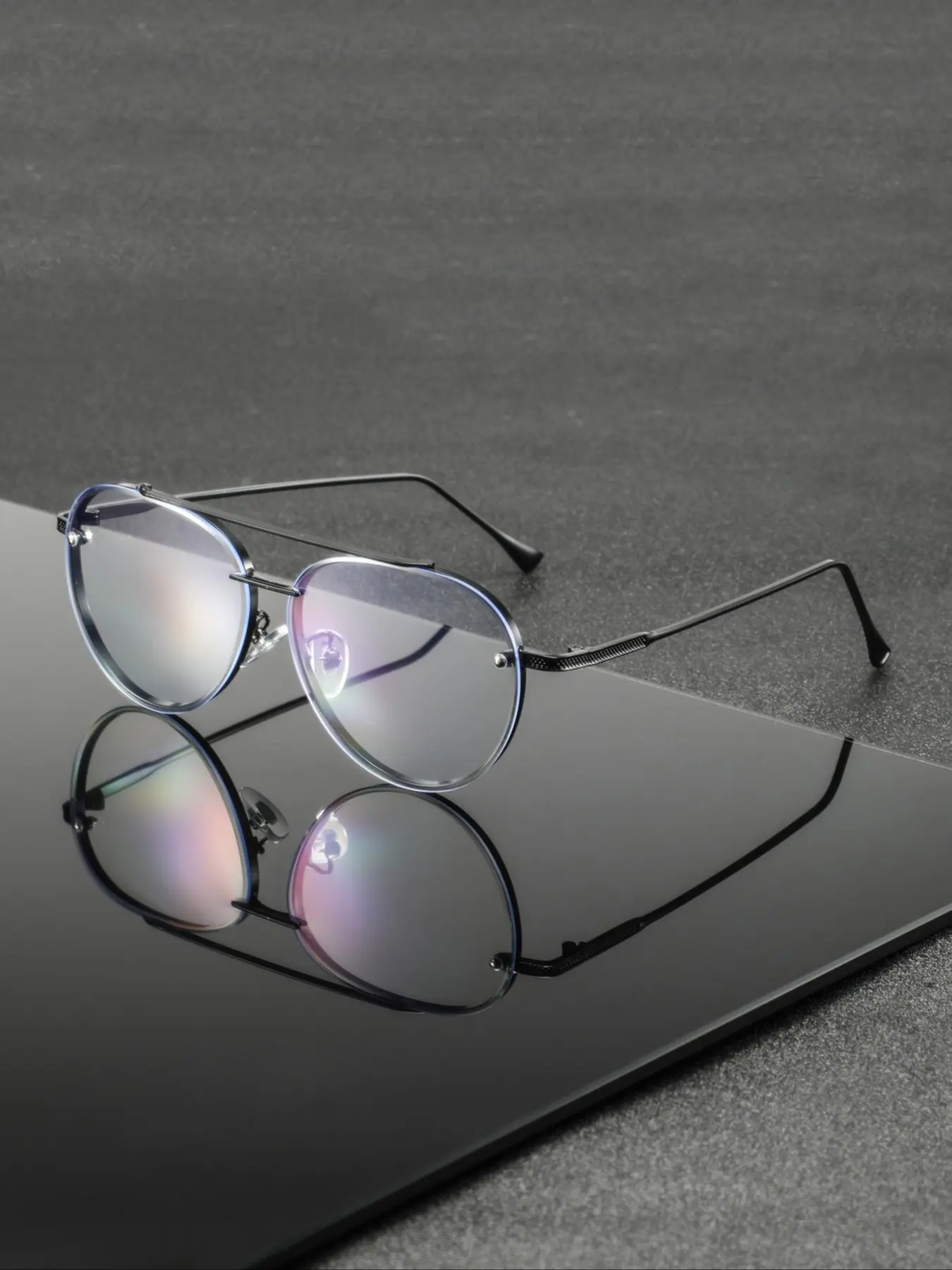 Men's Metal Dual Beam Oval Full Frame Glasses, Durable Steel Frames, Narrow Design, High-Quality Fashion Eyewear, Trendy Casual Eyeglasses, Suitable for Business Meetings and Daily Commute