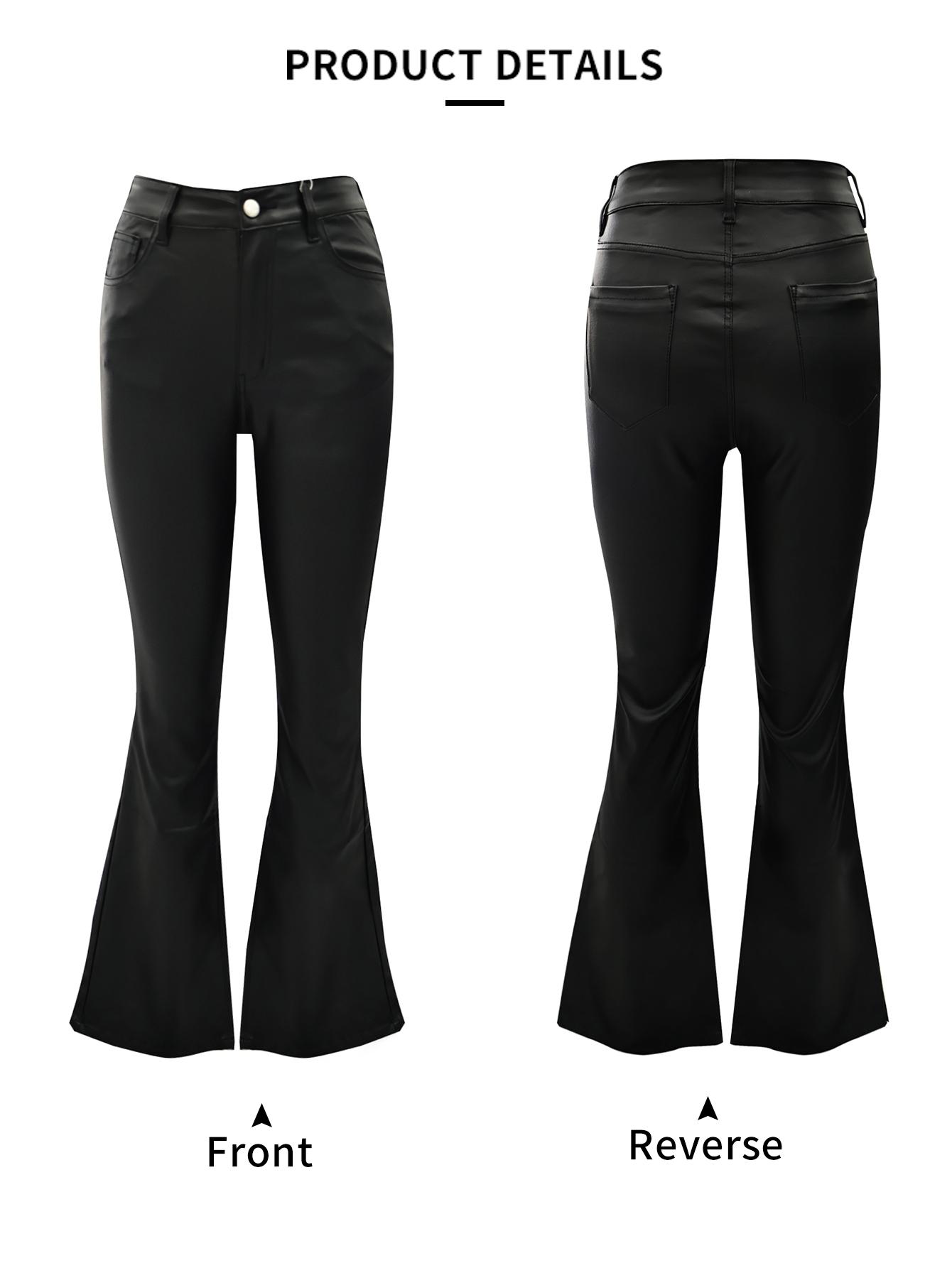NVFelix Women Faux Leather Butt Lifting Leggings Flare High Waist Sexy Bell Bottom Pants