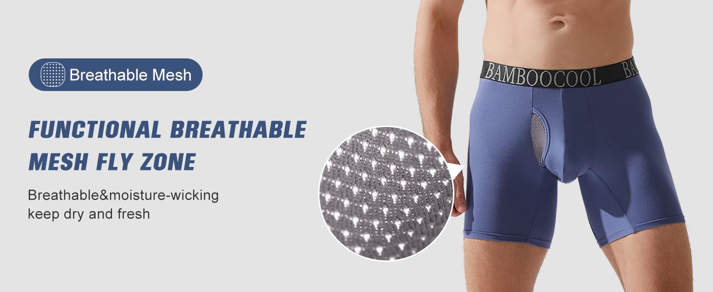BAMBOO COOL Men's Breathable Underwear Moisture-Wicking Mesh Boxer Briefs Performance christmas gifts for men 4 &7 Pack Smooth Stretch
