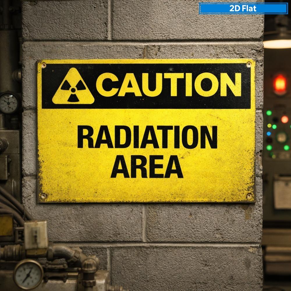 2D flat retro radiation hazard warning sign - heavy iron nuclear warning sign wall decoration, suitable for radiation area warning signs in offices, exhibition areas - nuclear facilities and science-themed rooms, 2D flat