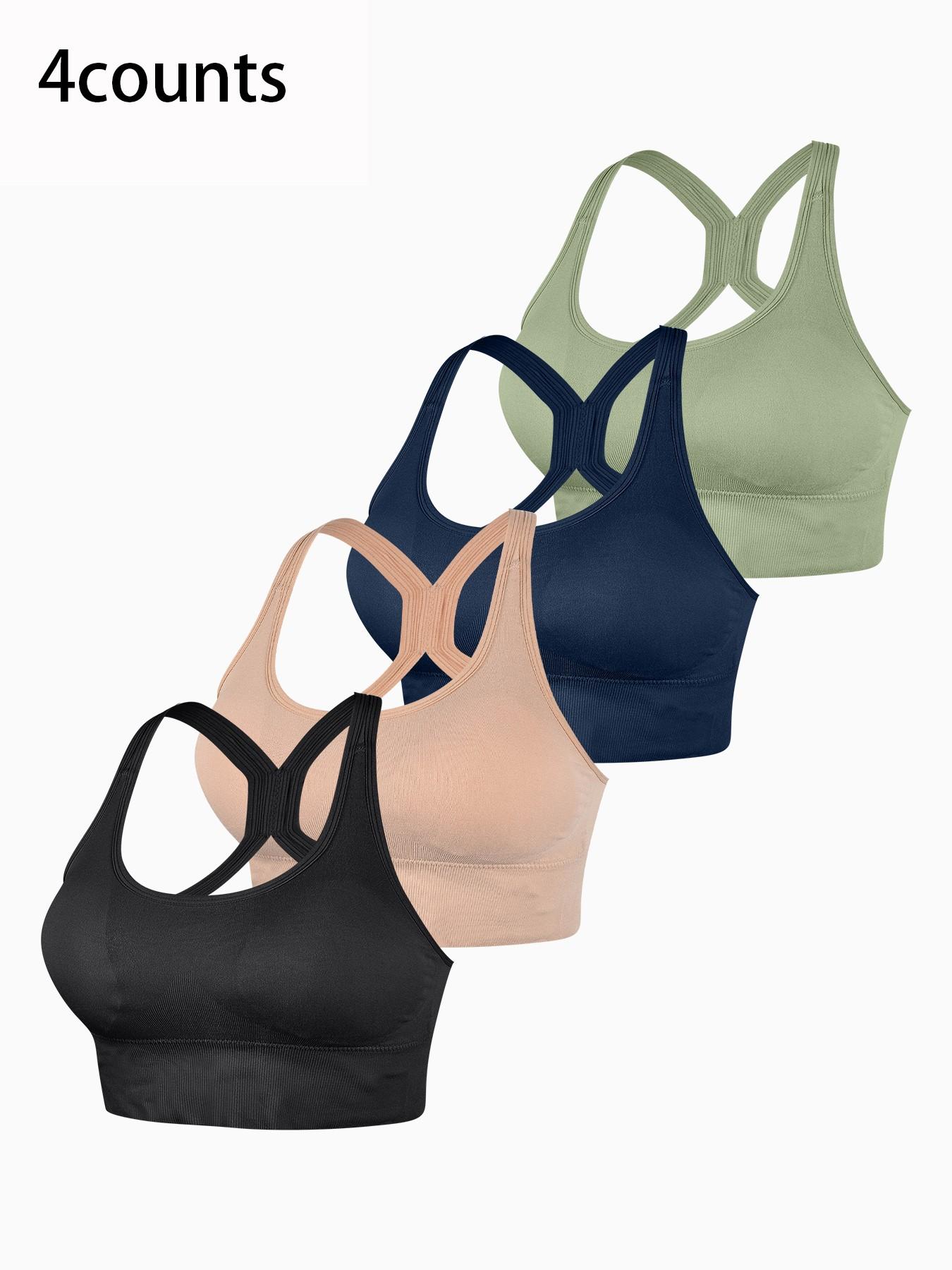 Women's Solid Wireless Bralette, Strappy Workout Bra, Comfortable Breathable Backless Yoga Bra for Sports and Daily Wear, Medium Support Lingerie for All Seasons