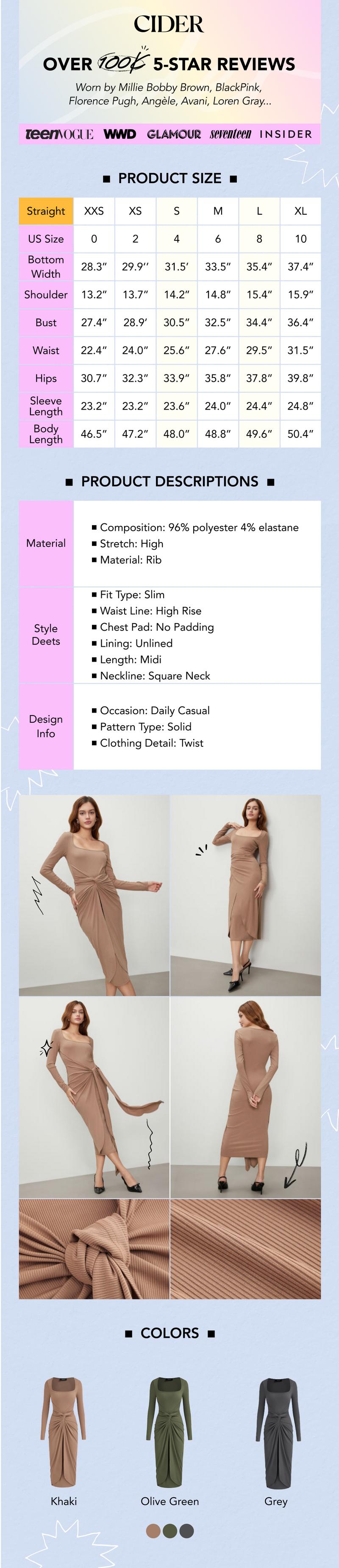 Cider [3 colors, size 0-10] 3-Way Knotted Stretchy Midi Dress