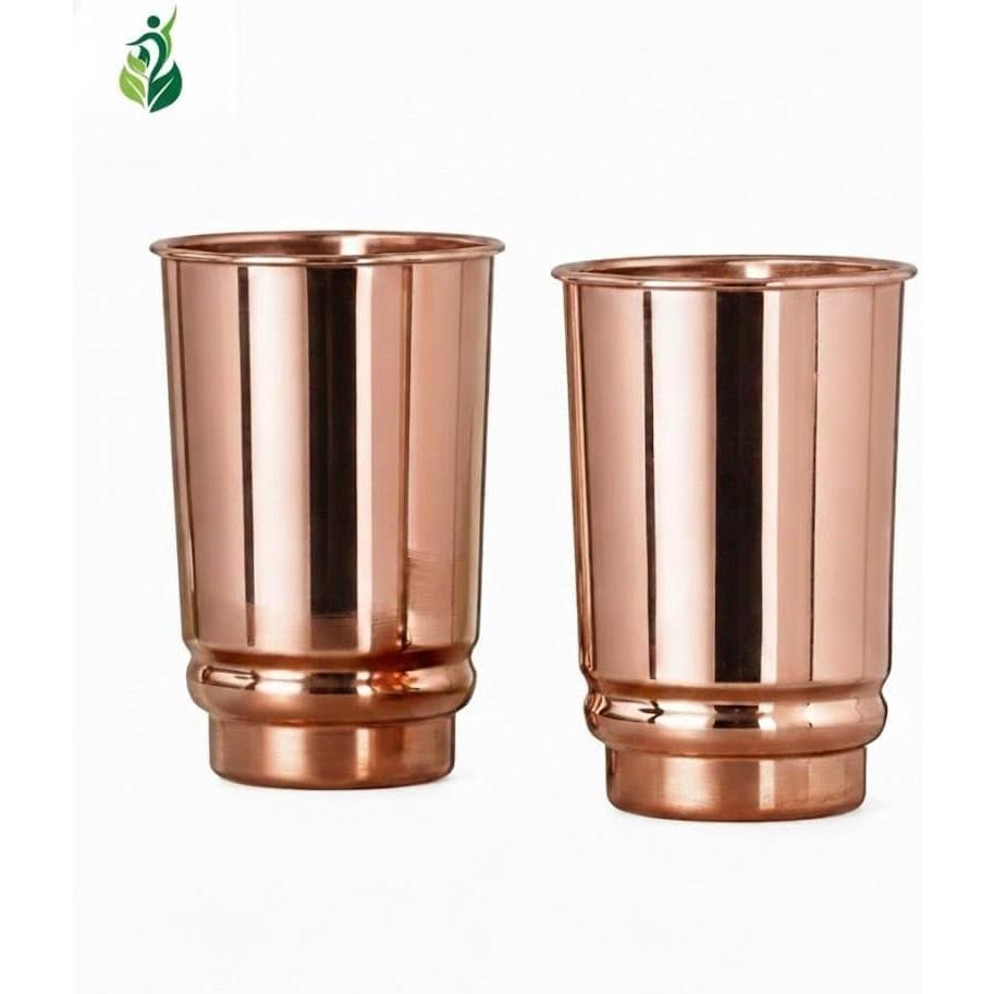 Pure Copper Cups Set of 2 - Copper Tumblers and Copper Cups for water 11.8 oz (350 mL), Ayurvedic Copper Cups for Daily Use (Plain Cup)