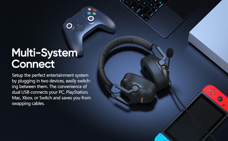 SENZER SG500 Wired  Pro Gaming Headset - Wired Gaming Headsets - PC Headsets -  Folding Headset for PC, PS4, PS5, Xbox One and Switch Audio Earphones Headphones Electronic Earbud