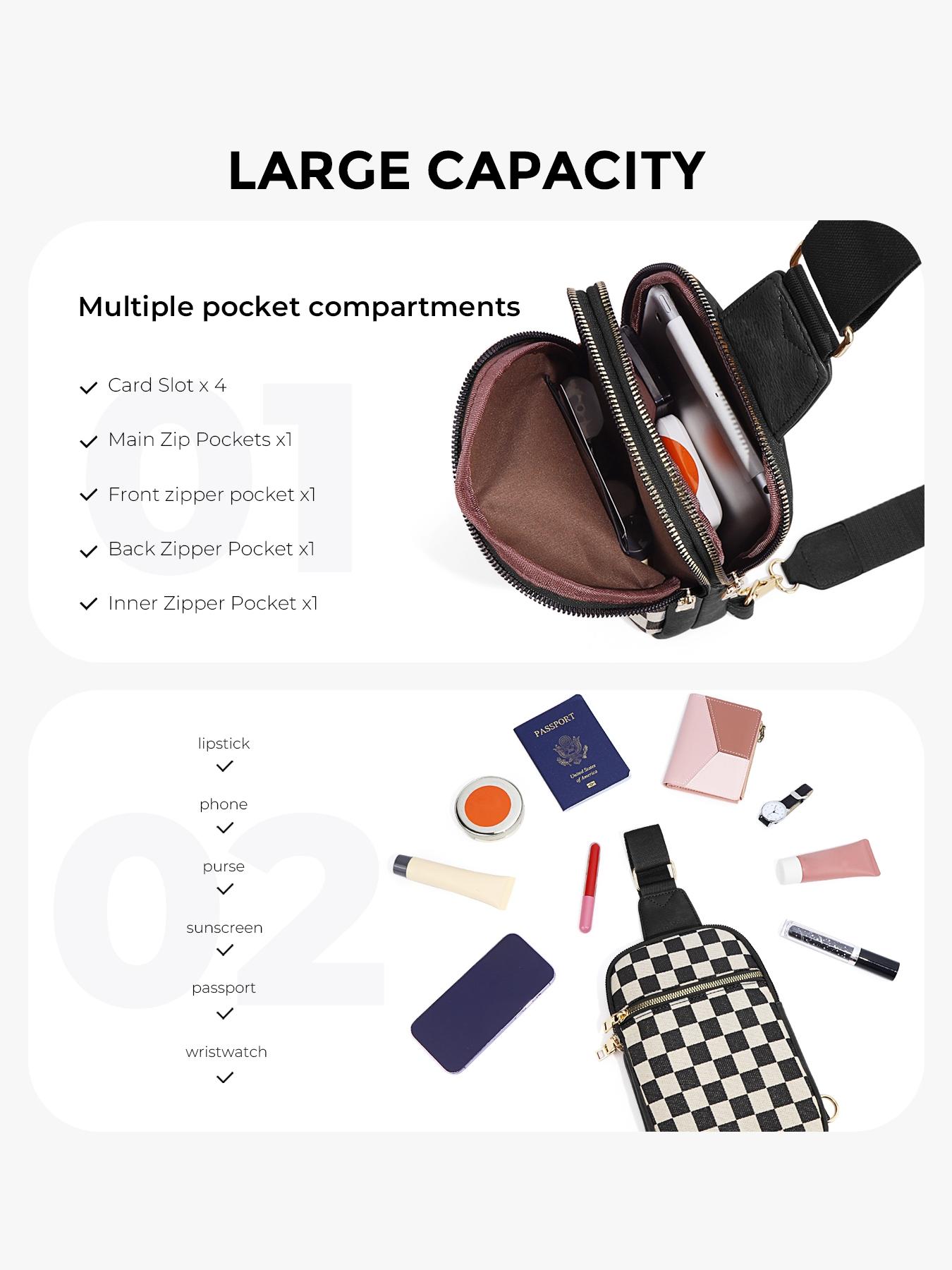 Checkered Women's Solid Color Fanny Pack, Fashionable Sling Bag for Daily Used, Casual Trendy Versatile High-quality Daily Commuting Bag, Checkered Bum Bag