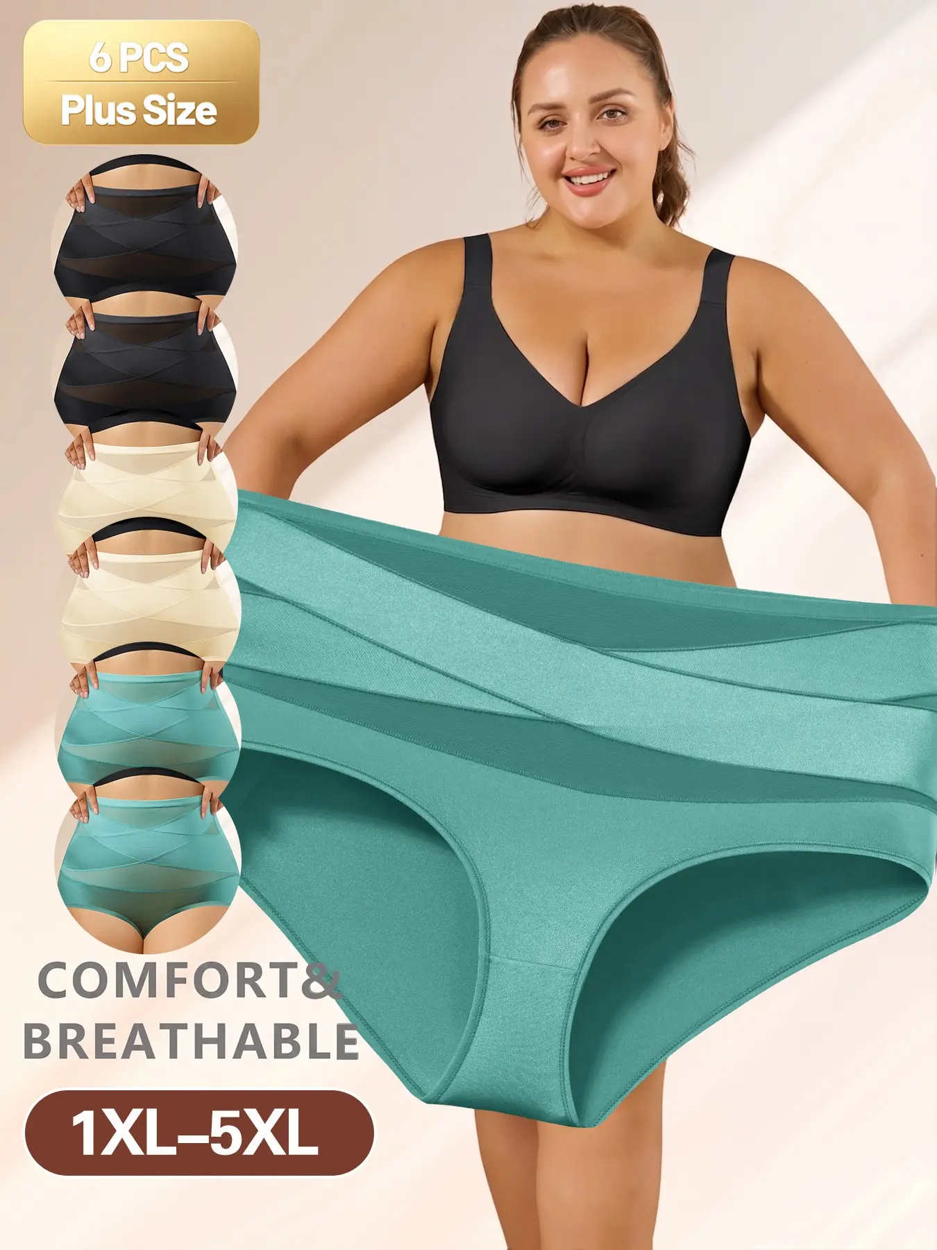 2 Black + 2 Apricot + 2 Dark Green