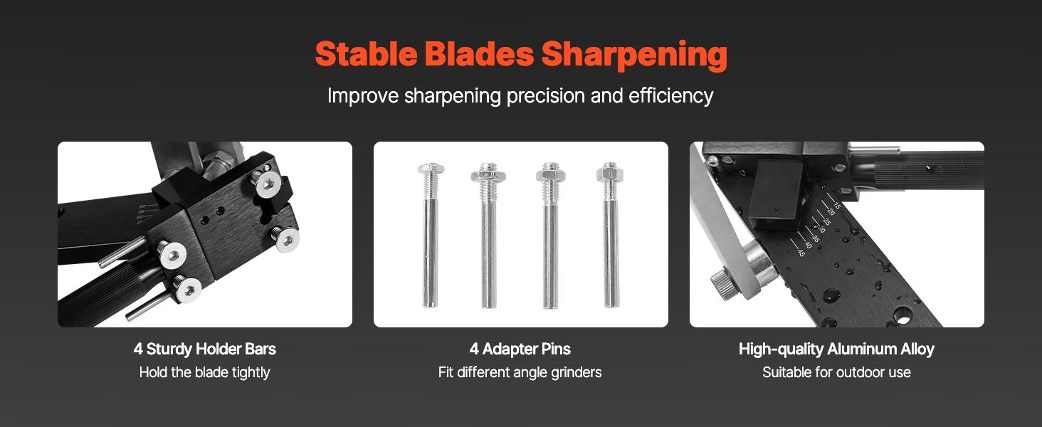 VEVOR Lawn Mower Blade Sharpener and Balancer, 15 - 45 Adjustable Lawnmower Blade Sharpening Tool with 4 Adapter Pins, Ball Bearings 25mm Enlarged Handle, Compatible with Most Angle Grinders VEVOR Lawn Mower Blade Sharpener and Balancer, 15 - 45 Adjustable Lawnmower Blade Sharpening Tool with 4 Adapter Pins, Ball Bearings 25mm Enlarged Handle, Compatible with Most Angle Grinders