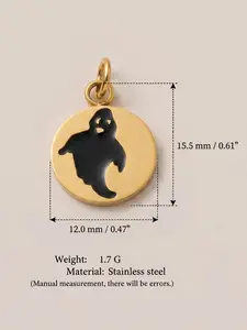 1pc Fashionable Minimalist Pendant, Round Ghost Design, DIY Jewelry Accessory, Bag Keychain, Halloween Gift
