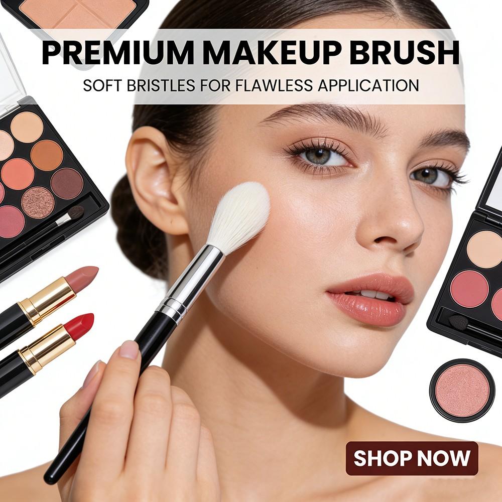 Flame Highlighter Brusher, Powder Blush Highlight Contour Sculpting Makeup Tool, 100% Goat Hair Tapered Makeup Brush, 1pcs