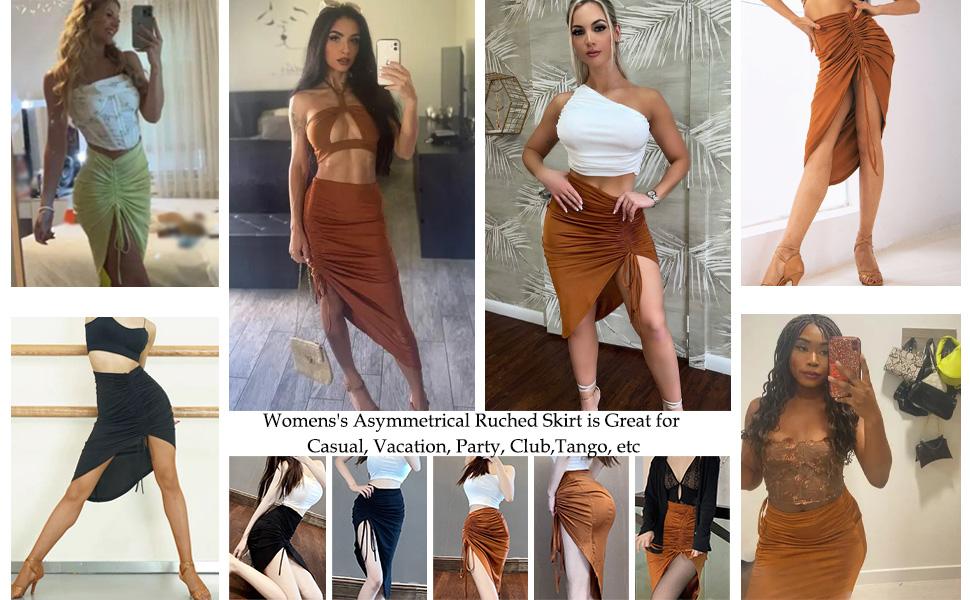 ZAFUL Women's Boho Skirt Asymmetrical Floral Paisley Print High Waist Ruched Wrap Skirt for Casual Bottoms Coffee Minimalist Basic Womenswear Midi Long Length Polyester ZAFUL Women's Boho Skirt Asymmetrical Floral Paisley Print High Waist Ruched Wrap Skirt for Casual Bottoms Coffee Minimalist Basic Womenswear Midi Long Length Polyester