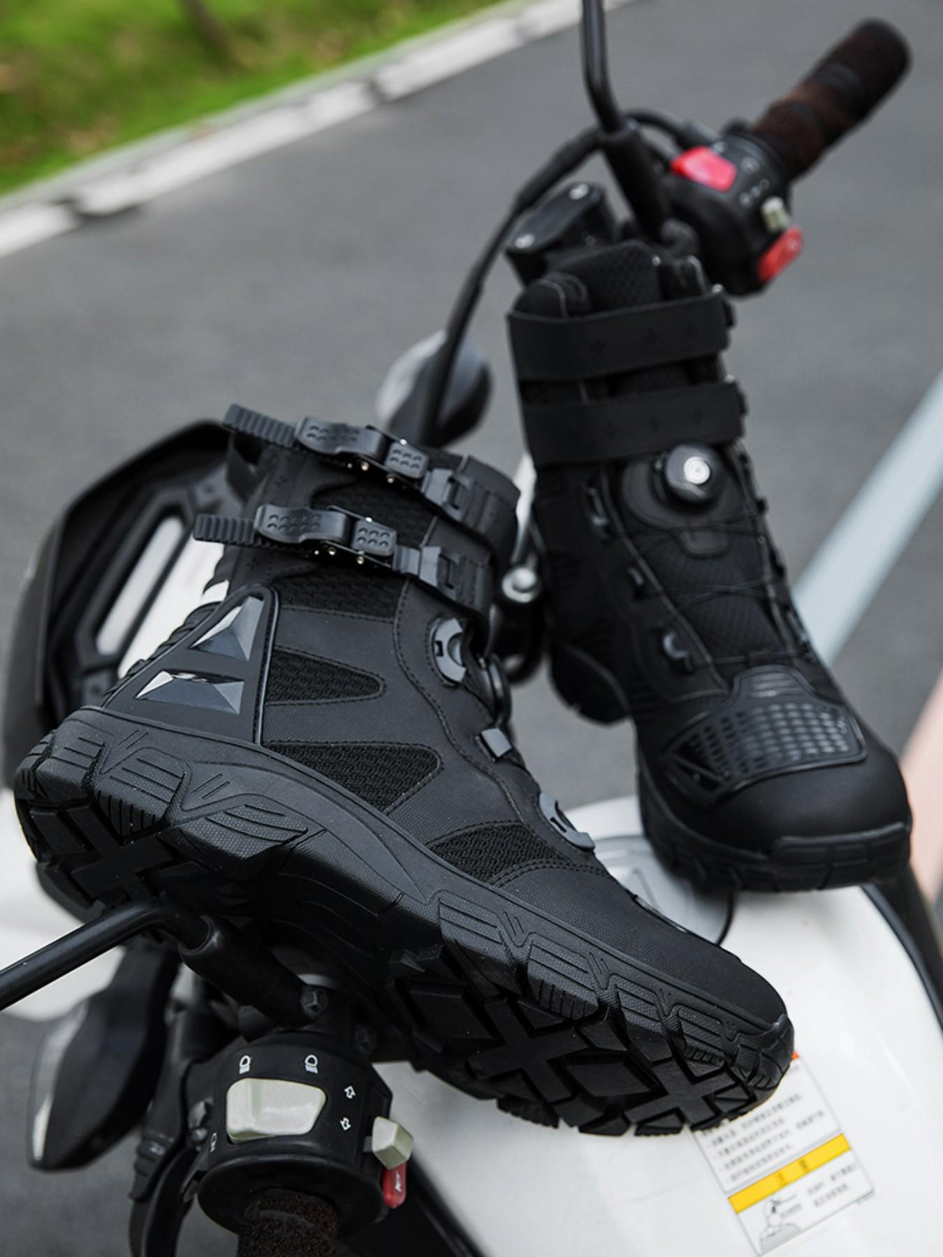 Men's Motorcycle Riding Shoes Waterproof Motocross Boots Anti-Slip Racing Shoes, Durable Motorbike Footwear for Safe Travel