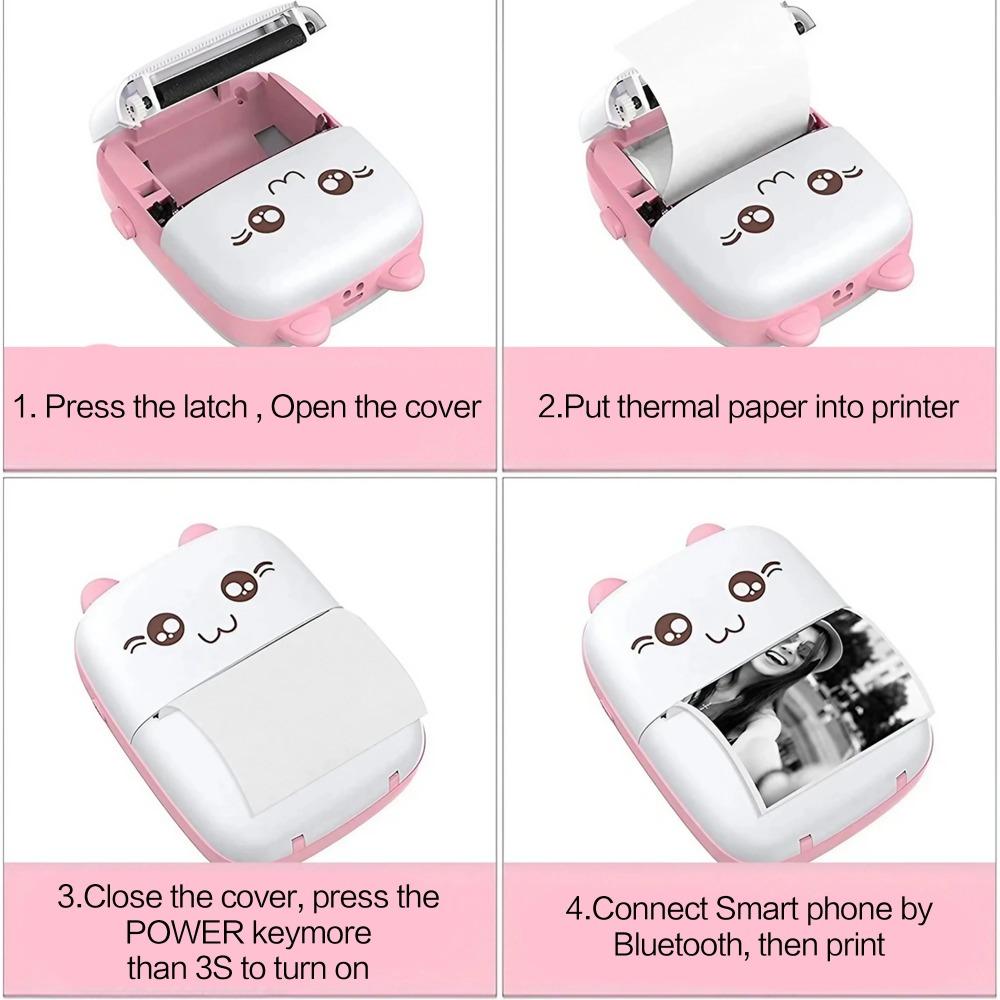 Mini Portable Bluetooth Thermal Sticker Printer Wireless Ink-Free Mobile Photo Printing Tool for Labels Flashcards Receipts with 14 Rolls Paper Value Bundle