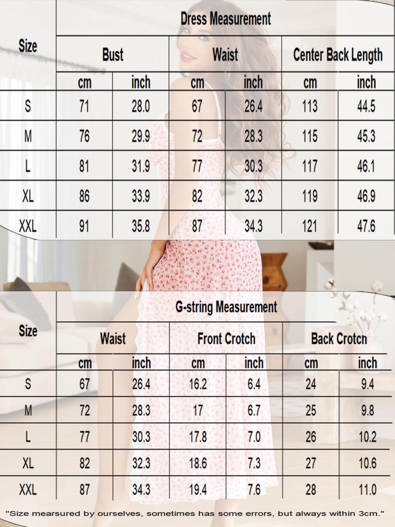 Avidlove Women's  Lace Nightgown - Floral Mesh Chemise with V-Neck & Side Splits - Fitted Loungewear for Comfortable Wear - Soft Lightweight Lingerie