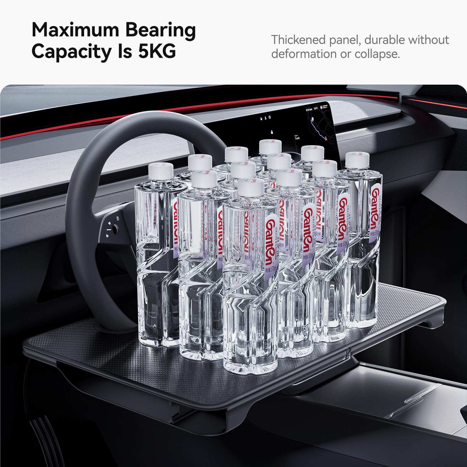 YONZEE 2-in-1 Car Steering Wheel Desk Tray & Car Seat Gap Filler Organizer – Foldable Carbon Fiber Look Table for Laptop, Eating Food, Writing – for Standard Round Steering Wheels