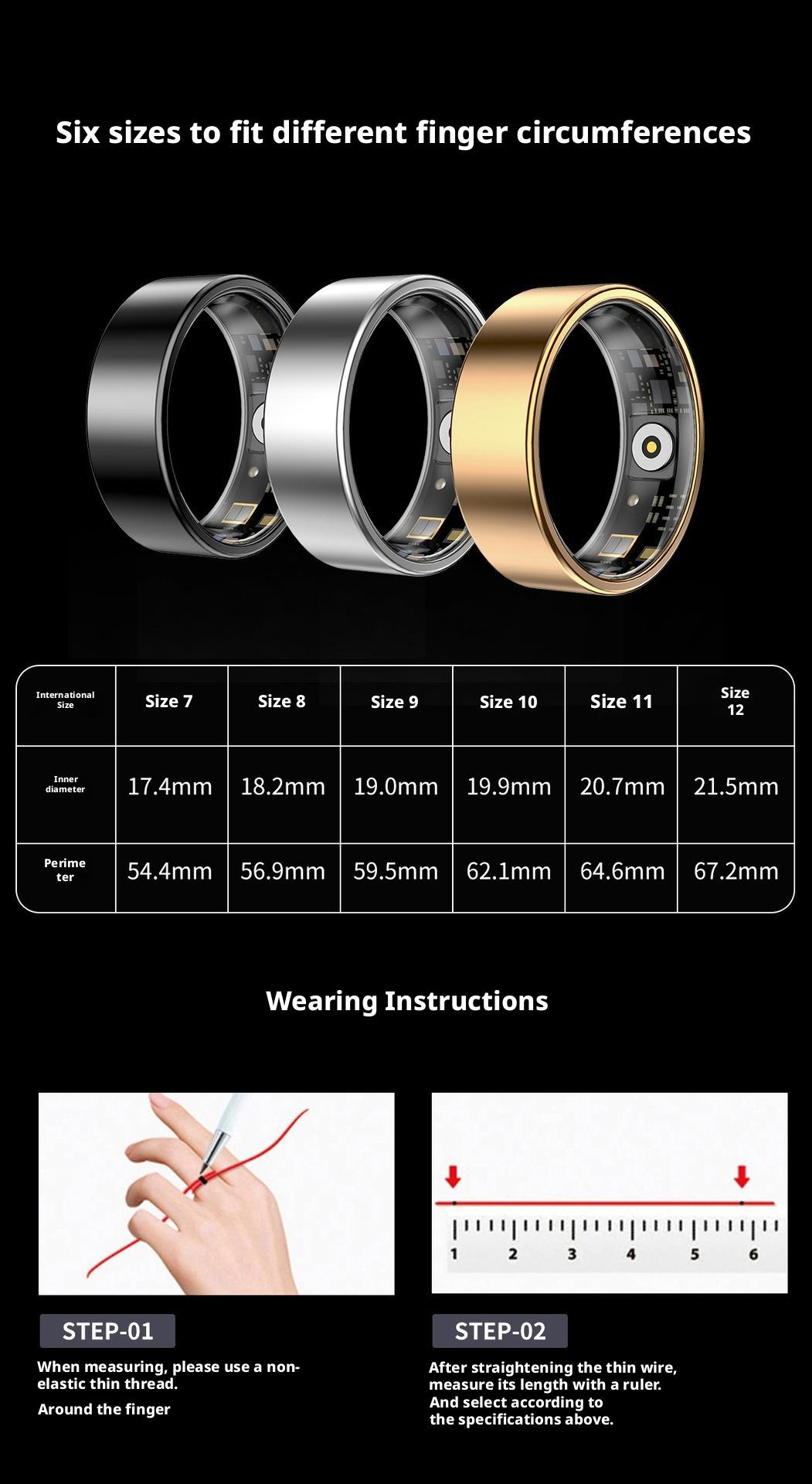 Wearable Smart Ring Tracker, Rechargeable & Long Battery Life Fitness & Activity Tracker with 24H Heart Rate Tracking, HRV, Blood Oxygen, Sleep Monitoring, Real-Time Data Sync to Phone, Gesture Control, Waterproof for Sports Wellness, Unisex Adults, Pedom