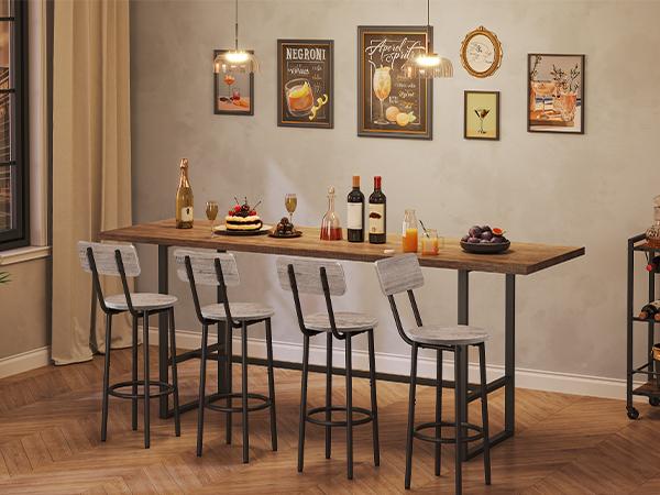 HOOBRO Bar Stools, Set of 2 Bar Stools with Footrest and Back,25.2" Bar Chairs for Kitchen Island, Dining Room,Counter Height Bar Stools, Easy Assembly