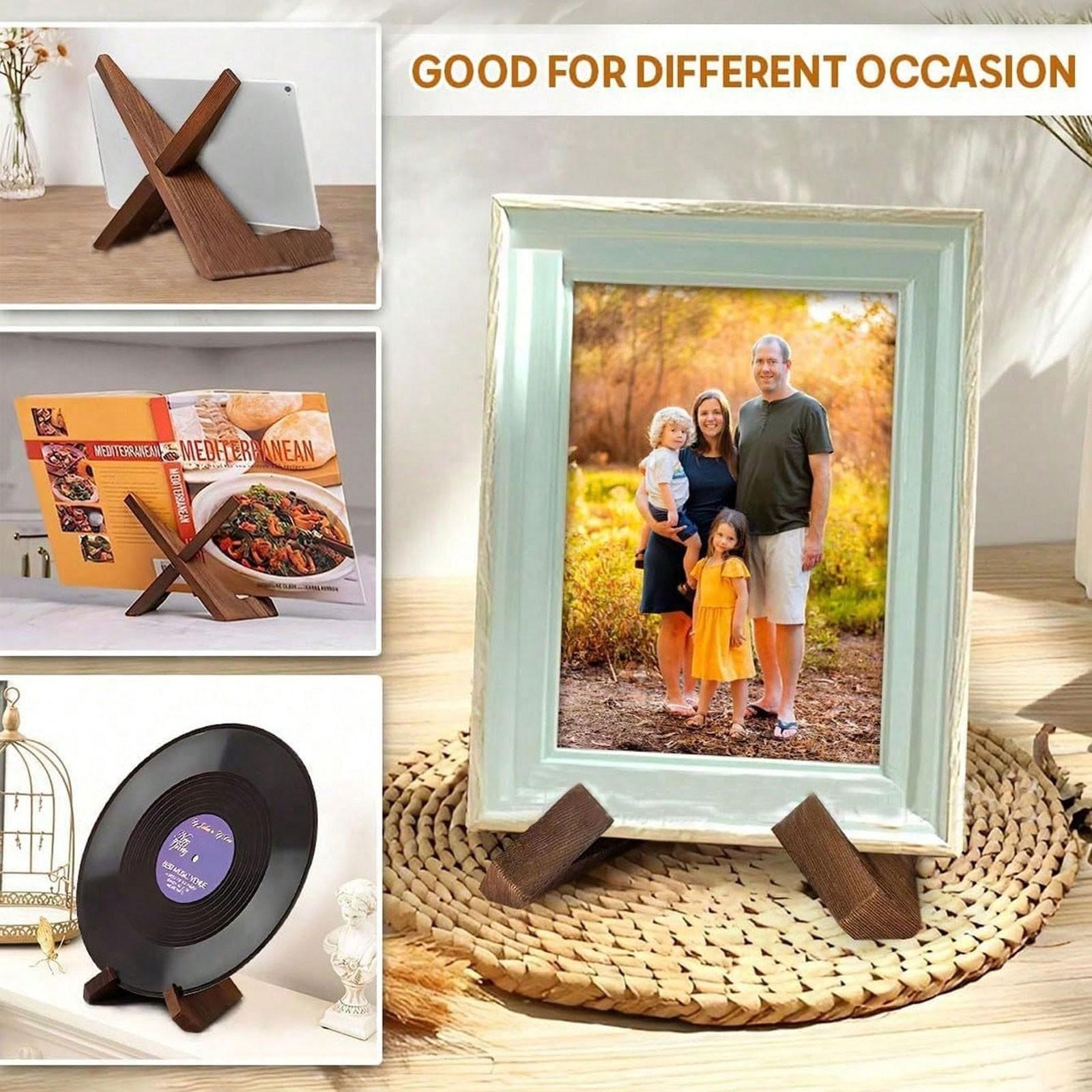 Kitchen Recipe Book Stand, Wooden Recipe Display Rack, Farmhouse Style Hand-Free Reading Recipe Holder, Rustic Cooking Recipe Shelf