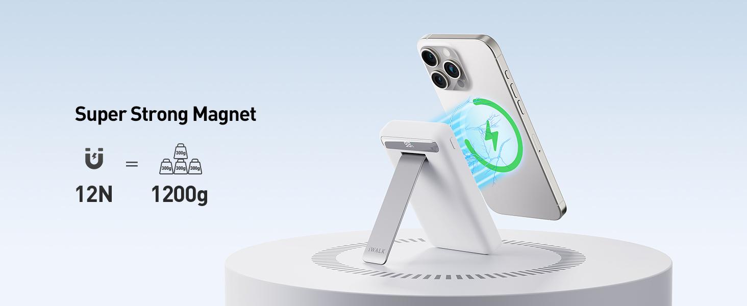iWALK Qi2 Certified 15W Magnetic Wireless Power Bank 10000mAh Foldable Stand LED Display Fast Charging for iPhone 17/16/15/14/13/12 Pro/Pro Max/Plus/Mini White - Metal Portable Rechargeable Battery iWALK Qi2 Certified 15W Magnetic Wireless Power Bank 10000mAh Foldable Stand LED Display Fast Charging for iPhone 17/16/15/14/13/12 Pro/Pro Max/Plus/Mini White - Metal Portable Rechargeable Battery