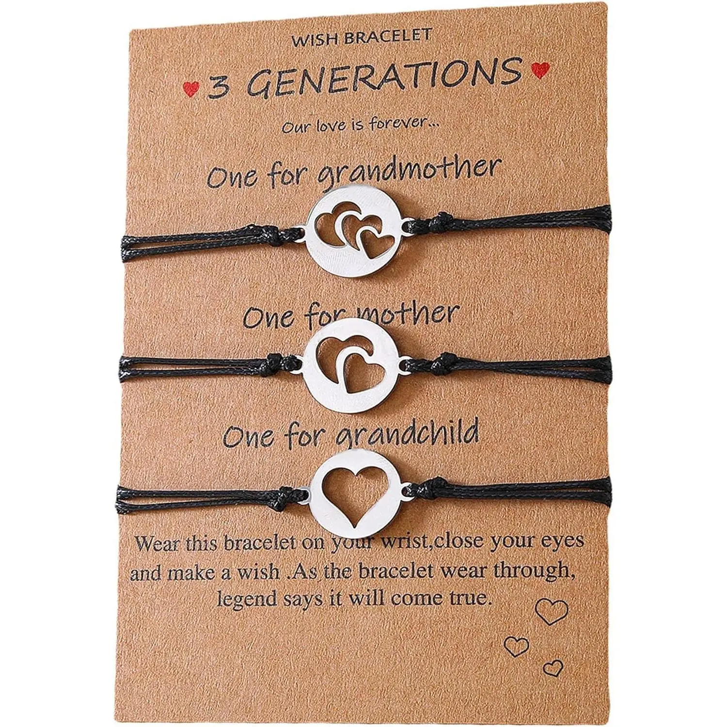 Grandma Mother Daughter  Bracelets for 3 Generations Gifts Bracelet Set Matching Bracelets for Grandma Mom Granddaughter Mother's Day Birthday Gifts Generation Bracelet