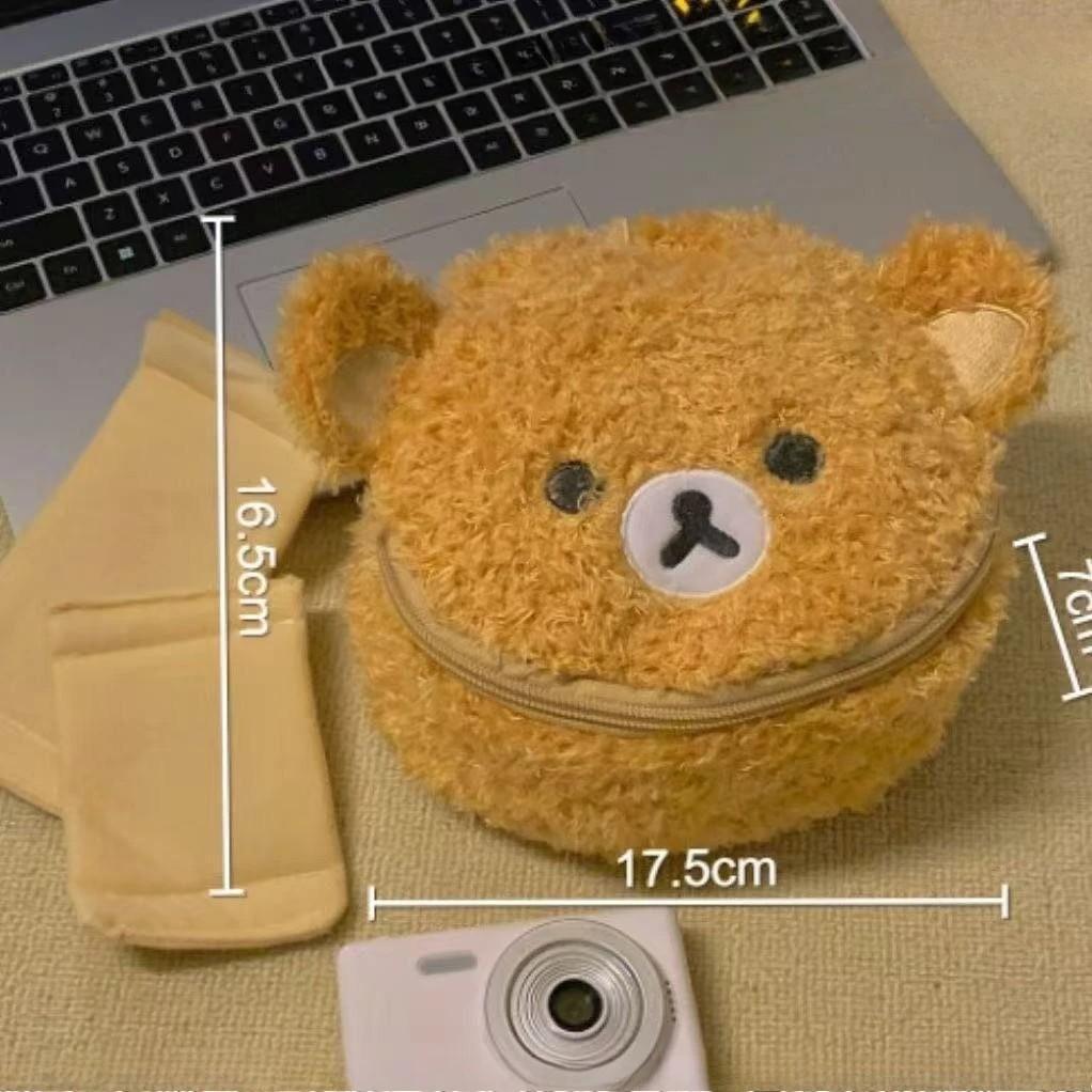 Cute Bear Plush Bag, Makeup Pouch, Portable Large Capacity Washbag, Instant Camera Storage Bag, Ccdcamera Organizer