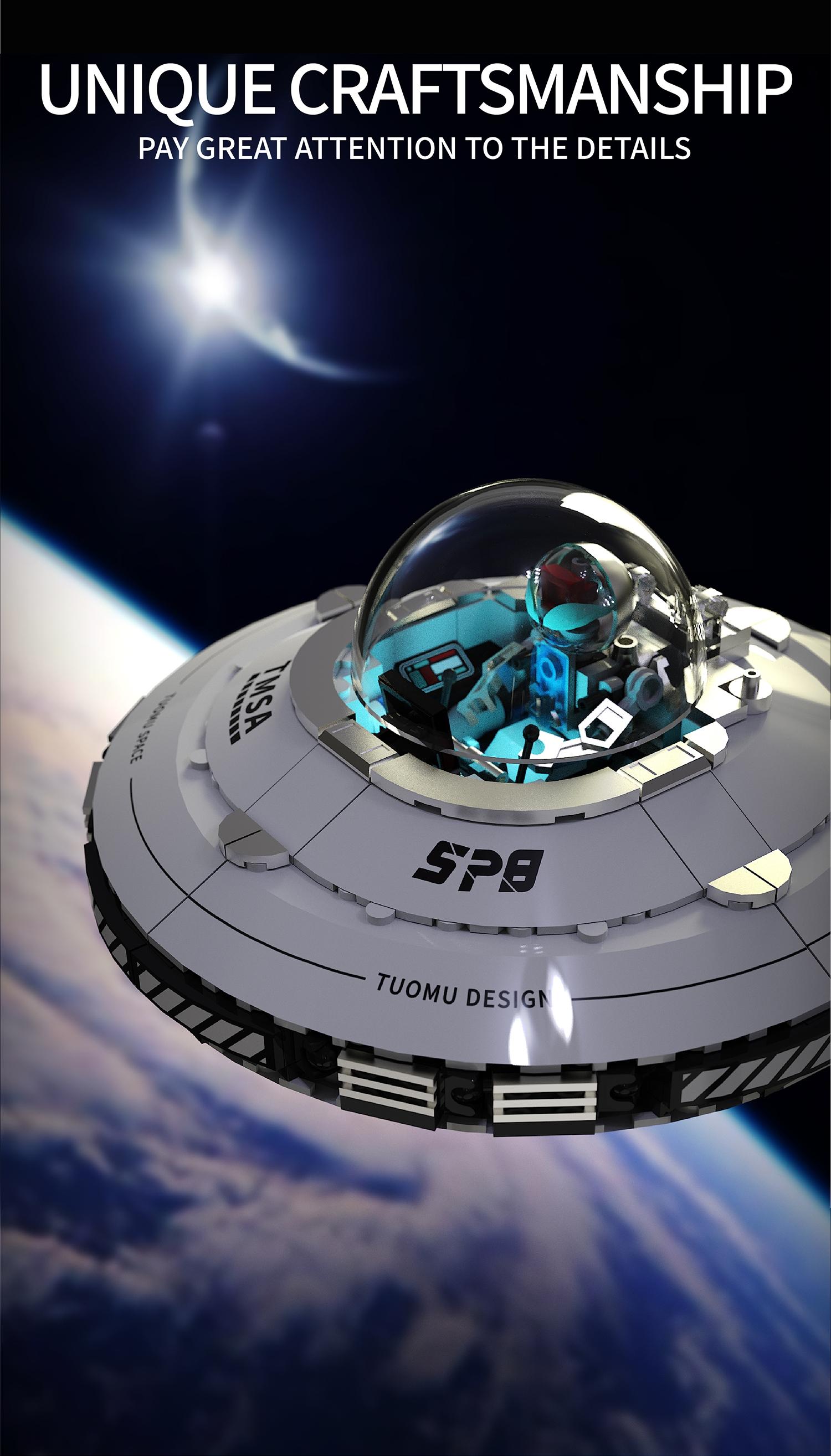 Creative Space Ufo Galaxy Spaceship Building Kit, Stem Educational Assembly Toy, Home & Office Decor, Perfect Gift for Kids & Sci-Fi Lovers