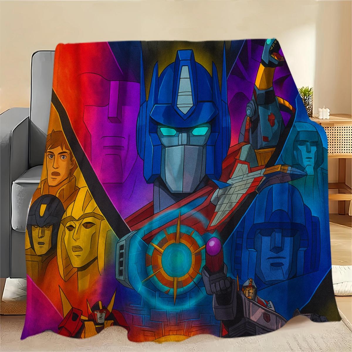 Transformers Cybertron Legend Plush Blanket, Luxurious Soft Warm Multifunctional Throw for Sofa Bed Car Office Camping, All-Season Gift