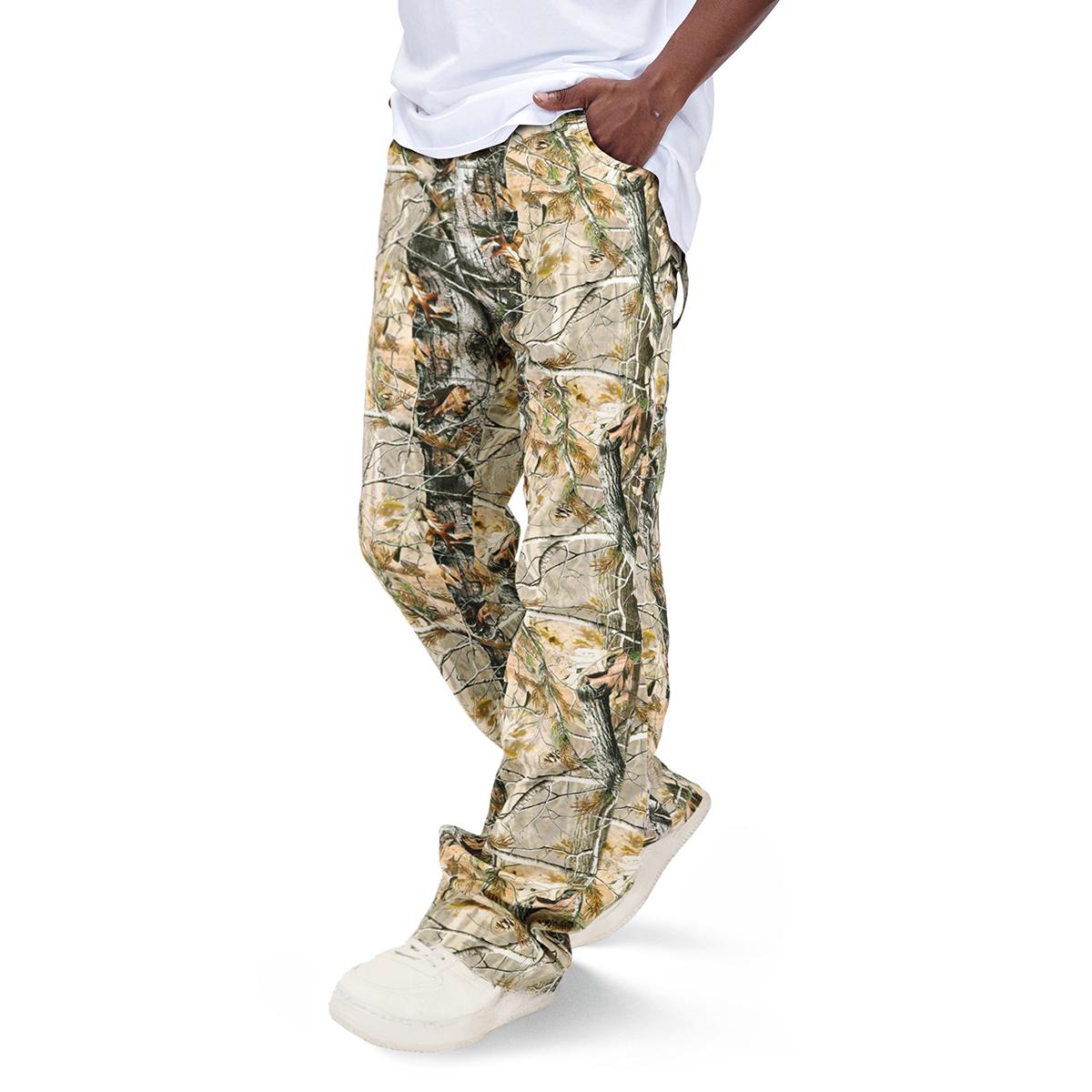 GINGTTO Men’s Camo Stacked Flared Pants Wide Leg Chino Stretch Casual Baggy Trousers Streetwear
