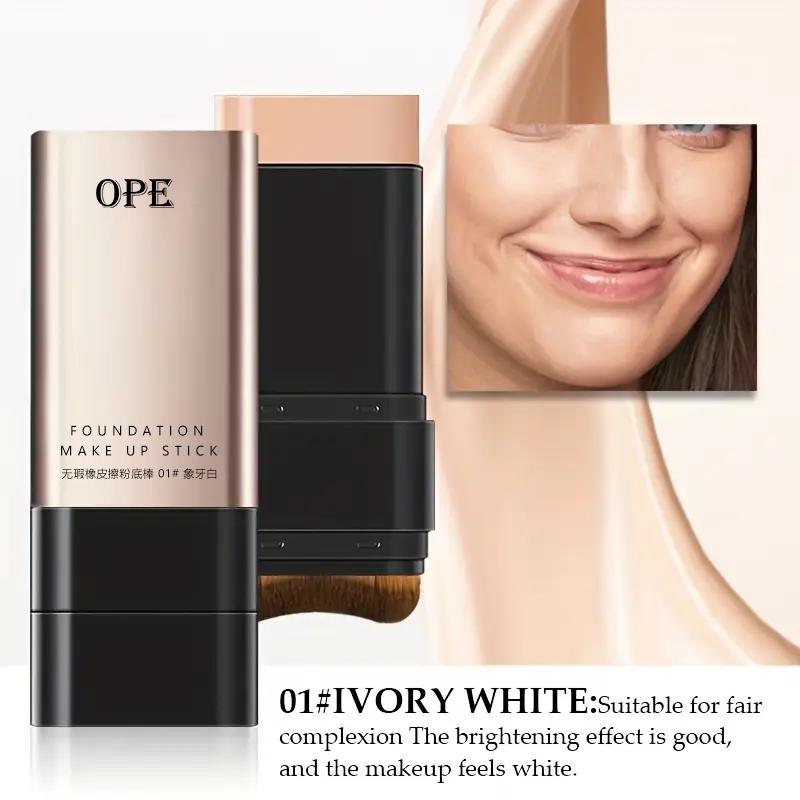 Double-Ended Moisturizing Makeup Foundation Stick with Brush, Full Coverage Concealer Cream, Natural Finish, Suitable for All Skin Types, Multiple Colors Available