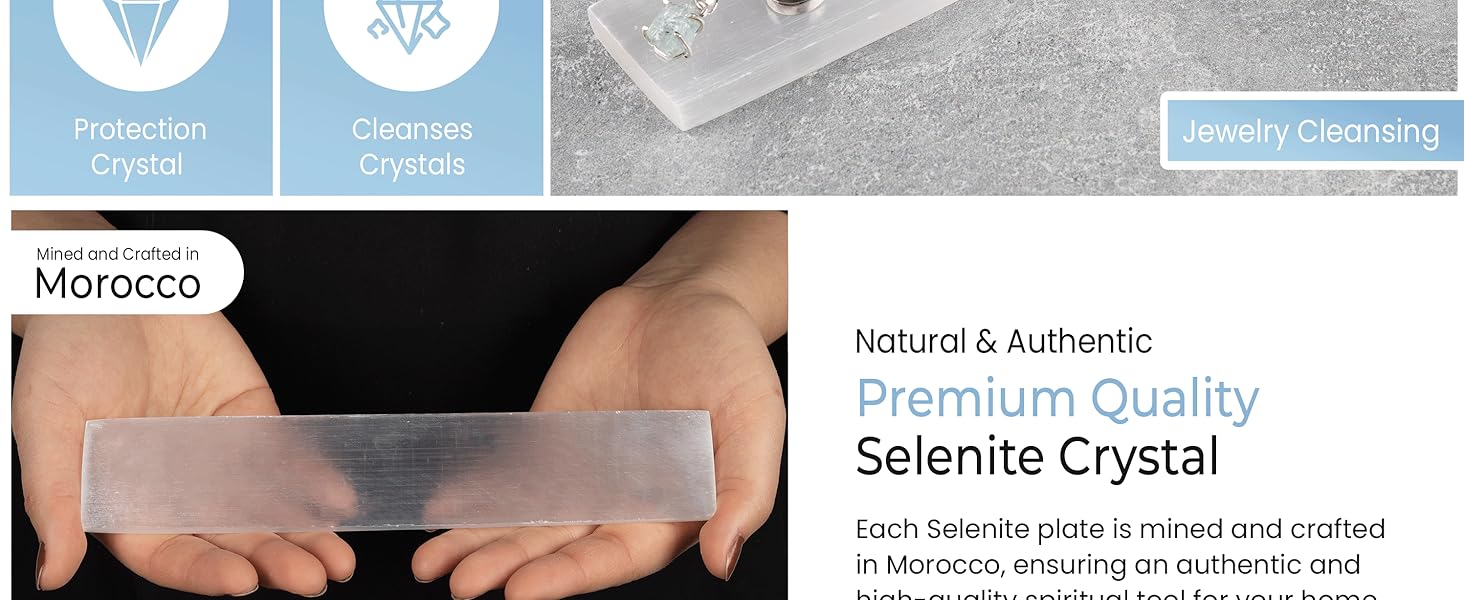 Large Selenite Charging Plate – 7.5 Inches Selenite Crystal Plate– Ideal for Cleansing and Recharging Crystals and Healing Stones, Reiki, Meditation – Protection Crystals – Spiritual Gifts & Decor
