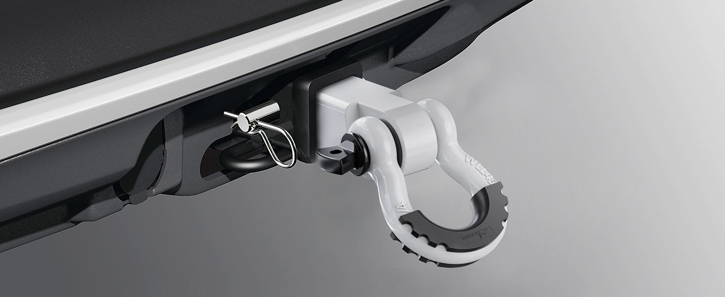 Nilight Shackle Hitch Receiver 2Inch 45000 LBs Breaking Strength 3/4" D Ring Shackle w/Trailer Hitch Pin Heavy Duty Solid Recovery Towing Kit for Trucks Jeeps Off-Road