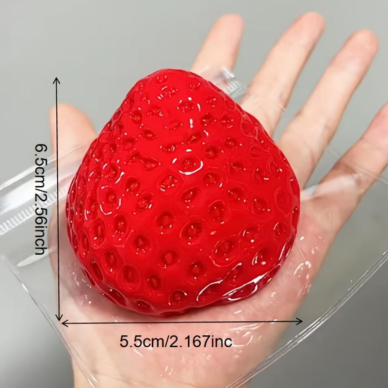 Strawberry Shaped Squeezing and Pinching Music, Silicone Imitation, Mud Like Soft, Hand Squeezed DIY Handmade Crystal Set Toy