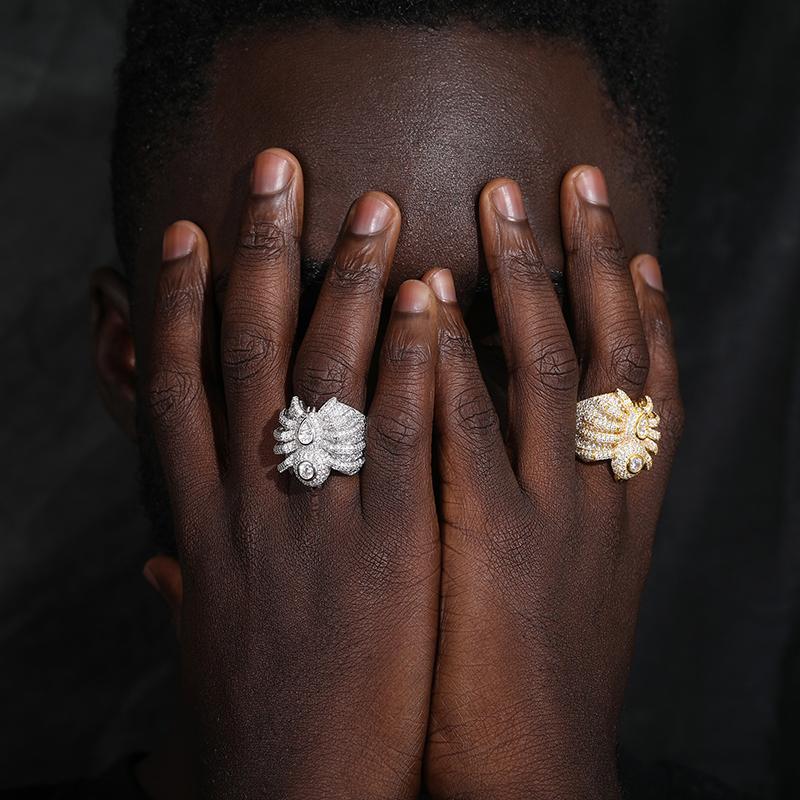 【#R296 】S925 Sterling Silver Cut Synthetic Moissanite Ring Animal Spider Ring Suitable for Men and Women Hip Hop Jewelry Gift