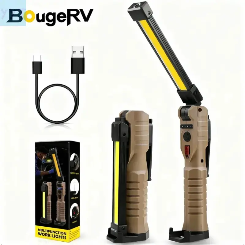 YYT1 Rechargeable LED Work Flashlight with Base, Hanging Hook, 180° Rotates, 5 Modes for Work Illumination - Sports & Outdoor Accessory LED Lights