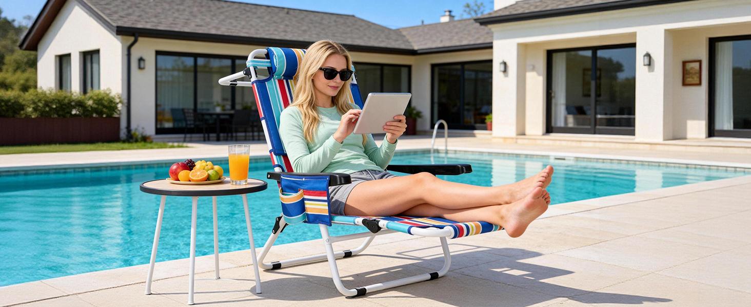 SLSY Portable Folding Beach Chair, Tanning Chair with Face Hole,5-Position Adjustable Reclining Beach Lounge Chair, for Beach, Poolside, Patio, Lawn, Home