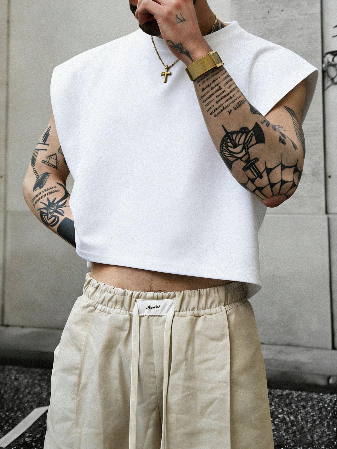 Men's Short Box Vest, Summer Vacation Basic, Eyelet Crafted Tank Top, Fitness Jogging Casual Streetwear, Holiday Gift Choice