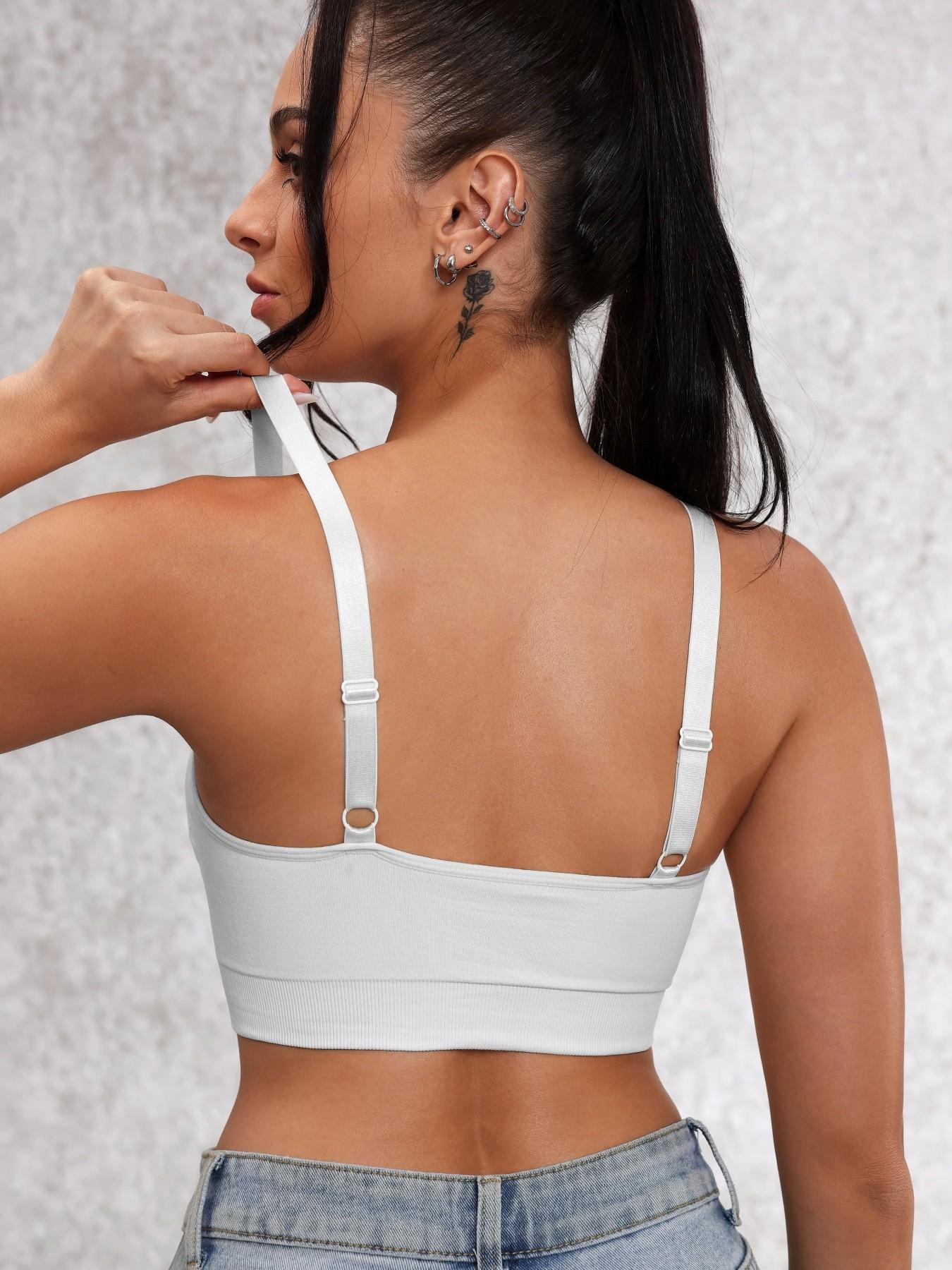 Women's Solid Seamless Sports Bra, Breathable Comfortable Activewear, Yoga Sports Bra, Ideal for Sports and Daily Wear in All Seasons