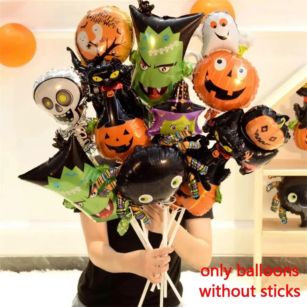 10/30/50pcs Mini Halloween Element Death Bat Pumpkin Aluminum Coil Balloons Random Style Halloween Party Decoration Globos