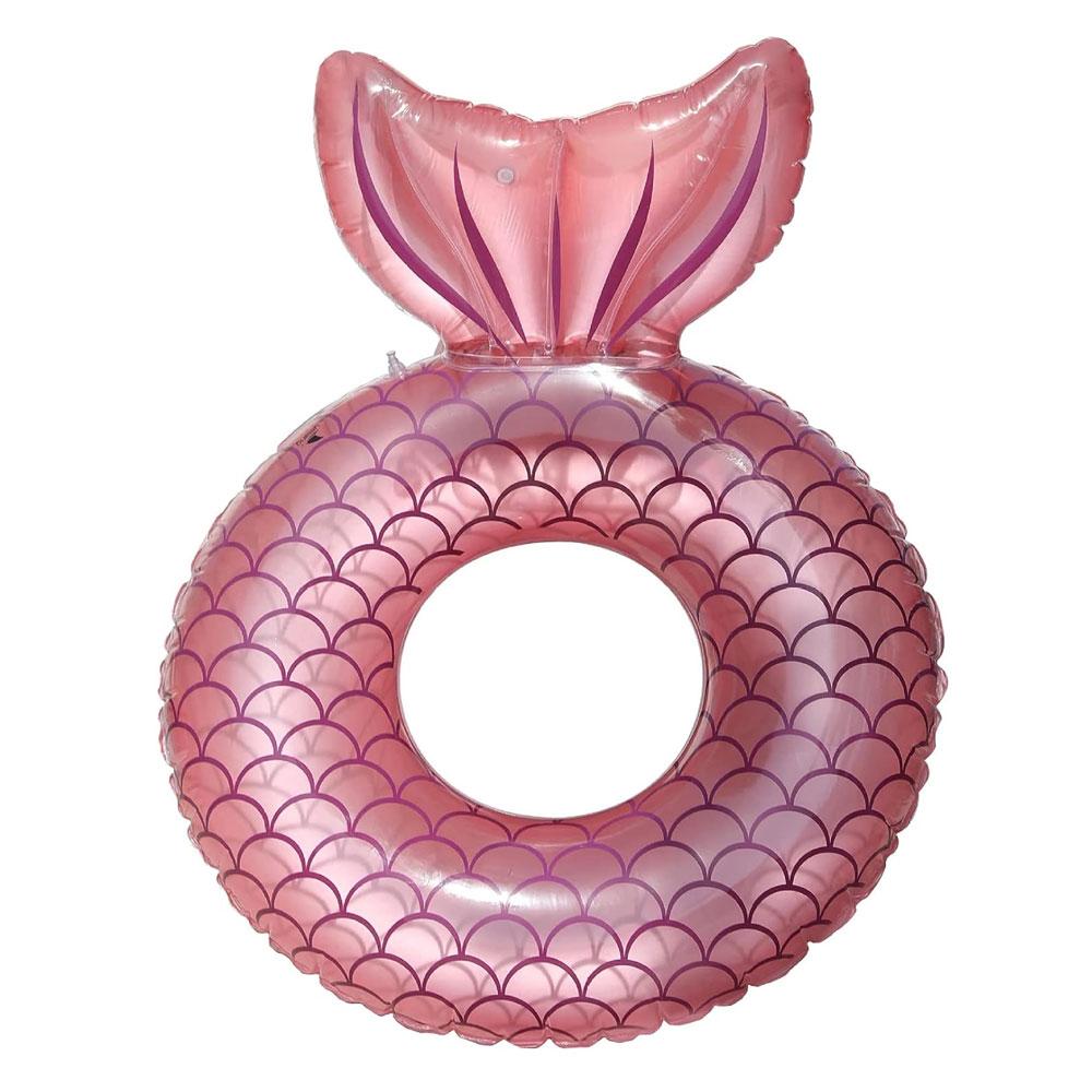 Multi-Sized Inflatable Swimming Pool Float Tube, Heavy-Duty UV Resistant Mermaid Tail Ring Inflatable Circle for Children and Adults, Colorful Pool Party Accessory Water Activities